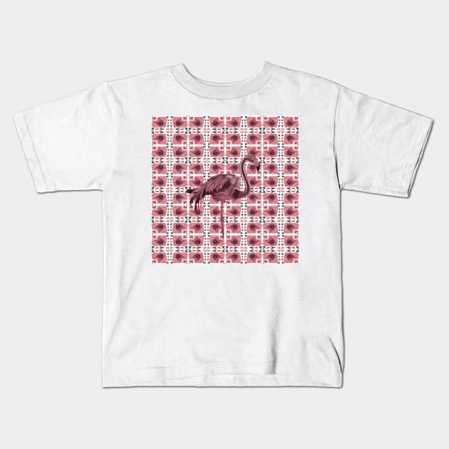 Pink Flamingo or Retro Hearts Pattern Kids T-Shirt by Suneldesigns